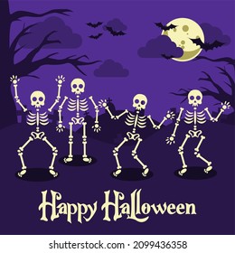 Skeleton Dance Halloween Day Vector