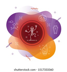 Skeleton dance icon on Modern background - Happy halloween icons - Editable stroke