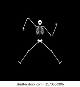 Skeleton dance isolated. Skull and bone dances. Vector illustration.
