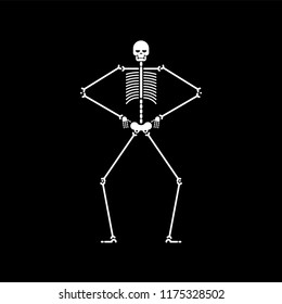 Skeleton dance isolated. Skull and bone dances. Vector illustration.
