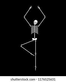 Skeleton dance isolated. Skull and bone dances. Vector illustration.
