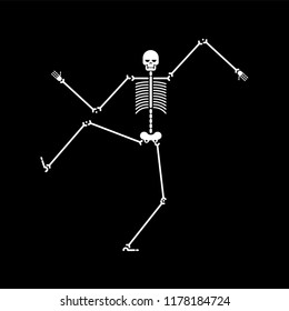 Skeleton dance isolated. Skull and bone dances. Vector illustration.
