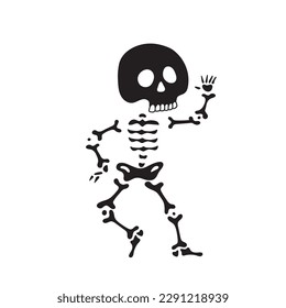 skeleton dancing breakdance isolated vector illustration