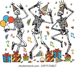 Skeleton Dancing Happy Birthday,  Birthday Gift, Skeleton Birthday, Halloween Birthday Party, Funny Skeleton