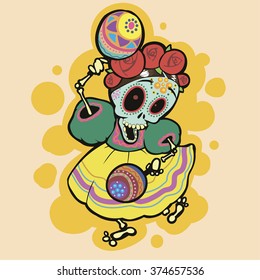 skeleton dancing with maracas