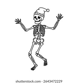 Skeleton Dancing with Raised Arms – Funny Halloween Character for Spooky Party or Children’s Illustration – Vector Illustration