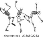 Skeleton dancing set, Skull art, Funny skeleton.