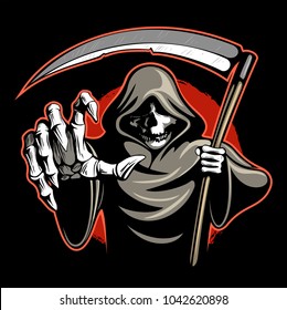 Skeleton, death with the scythe, vector image.