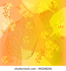 Skeleton decorative leaves vector seamless pattern