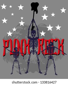 skeleton disco music retro style vector art