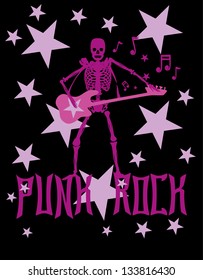 skeleton disco music retro style vector art
