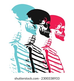 Skeleton Drawing Illustration Black White