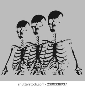Ilustración del dibujo del esqueleto Blanco negro