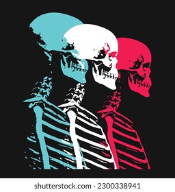 Skeleton Drawing Illustration Black White
