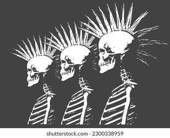 Skeleton Drawing Illustration Black White