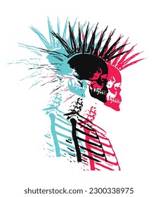 Skeleton Drawing Illustration Black White