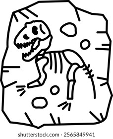 A skeleton is drawn on a rock. The skeleton is drawn in a cartoon style and is surrounded by rocks. The image has a playful and lighthearted mood