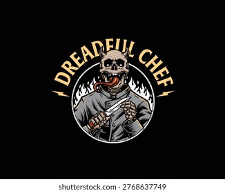 Skeleton dreadful chef mascot