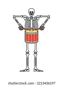 Skeleton with drum. Skeleton musician. trommel and dead.