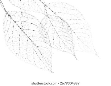 Esqueleto folhas secas em uma ilustração de vetor de padrão de meio-tom pontilhado.