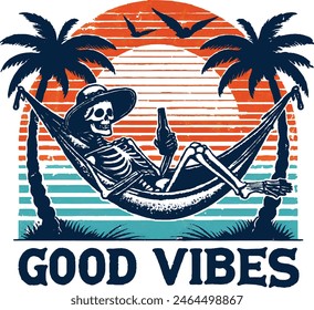 Skeleton enjoy good vibes funny vector art