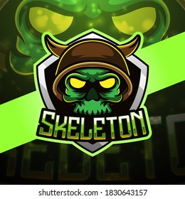 Skeleton esport mascot logo design