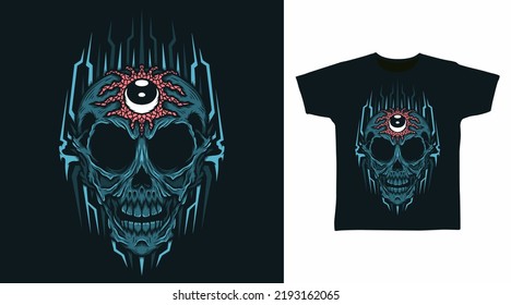 Skeleton eye devil tshirt design concepts