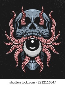 Skeleton eye monster illustration design concepts
