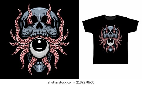 Skeleton eye monster tshirt design concepts