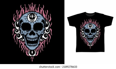 Skeleton with eyes monster tshirt design concepts