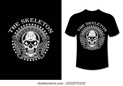 The skeleton face custom t-shirt design vector art ilustration.