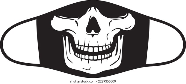 Skeleton Face Mask. Skull Jaw. Black and White. Vector Illustration.