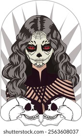 Skeleton Face Paint Halloween Makeup Vector