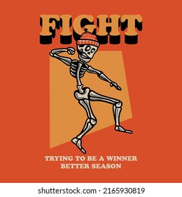 Skeleton fight vintage vector
