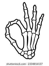 Skeleton finger OK hand sign illustrations