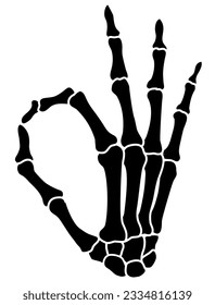 Skeleton finger OK hand sign illustrations