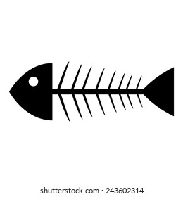 Skeleton of fish icon on white background. Vector illustration.