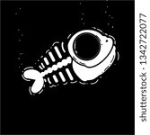 Skeleton of fish on a black background