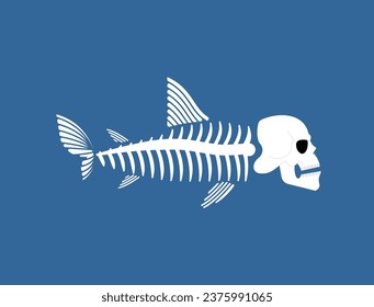 Skeleton of fish with skull. Vector illustration