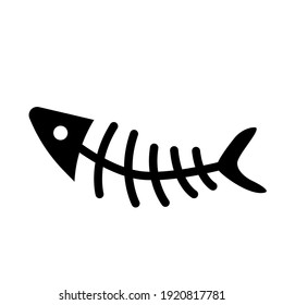 Skeleton of fish. Vector illustration. Flat icon fish