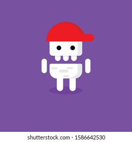 Skeleton flat character cute with hats