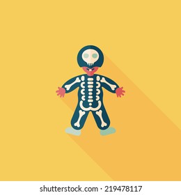 skeleton flat icon with long shadow,eps10