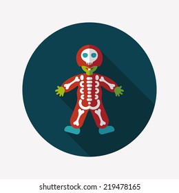 skeleton flat icon with long shadow,eps10