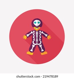 skeleton flat icon with long shadow,eps10