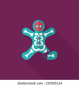 skeleton flat icon with long shadow,eps10