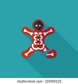 skeleton flat icon with long shadow,eps10