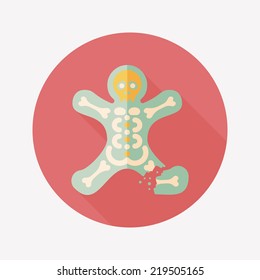 skeleton flat icon with long shadow,eps10