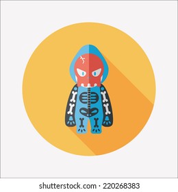 skeleton flat icon with long shadow,eps10