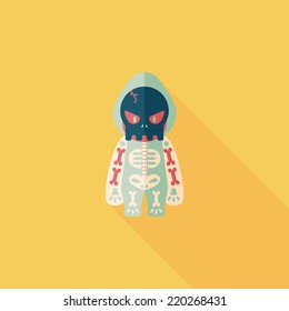 skeleton flat icon with long shadow,eps10