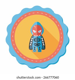 skeleton flat icon with long shadow,eps10